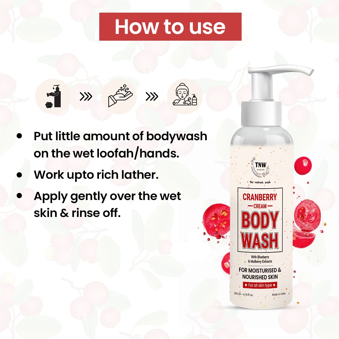 Cranberry Cream Body Wash For skin brightening & skin nourishment