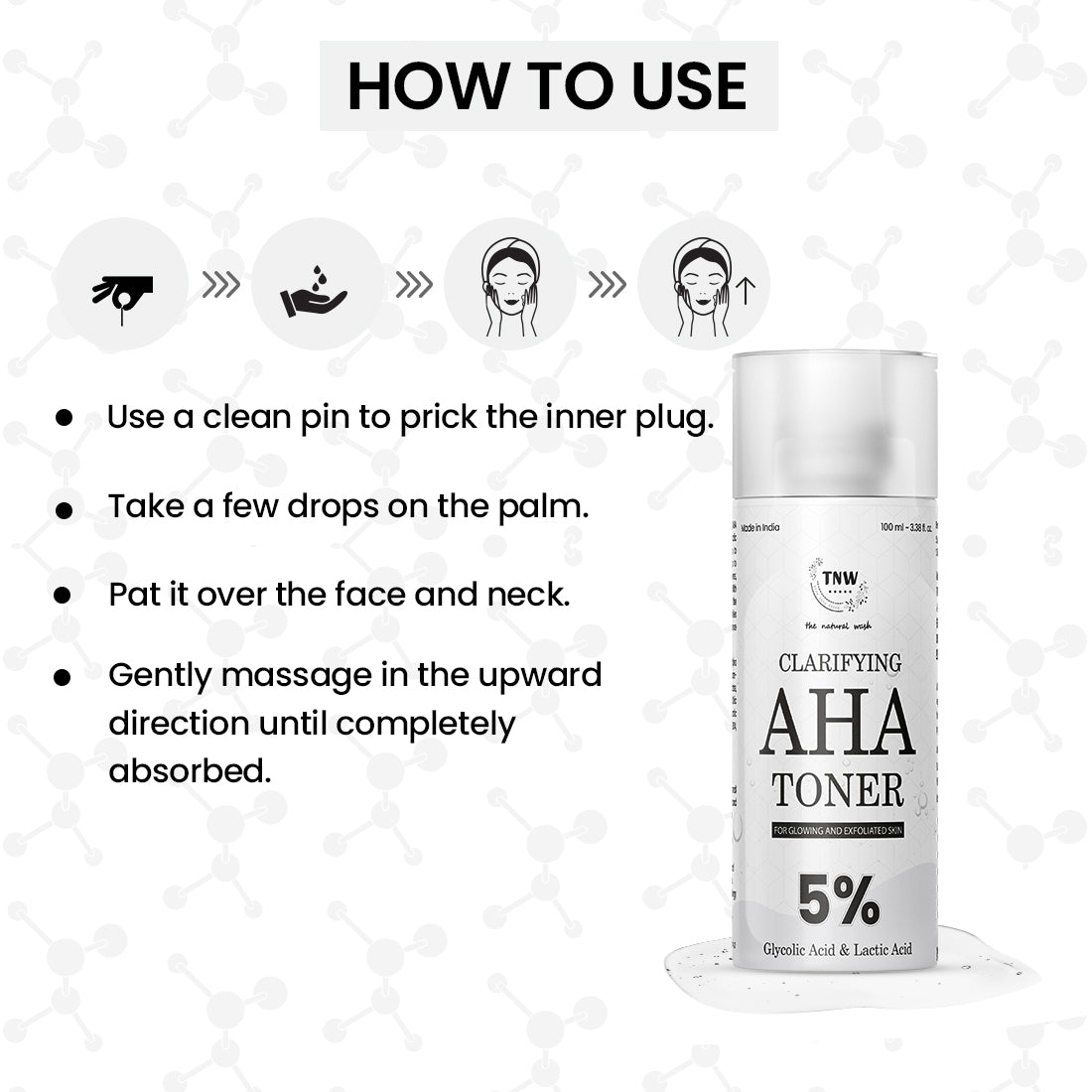 Clarifying AHA Toner with 5% Glycolic Acid and Lactic Acid .