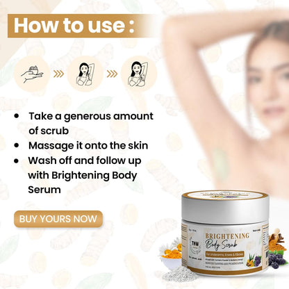 Brightening Body Scrub for Brightened Underarms, Knees, and Elbows.