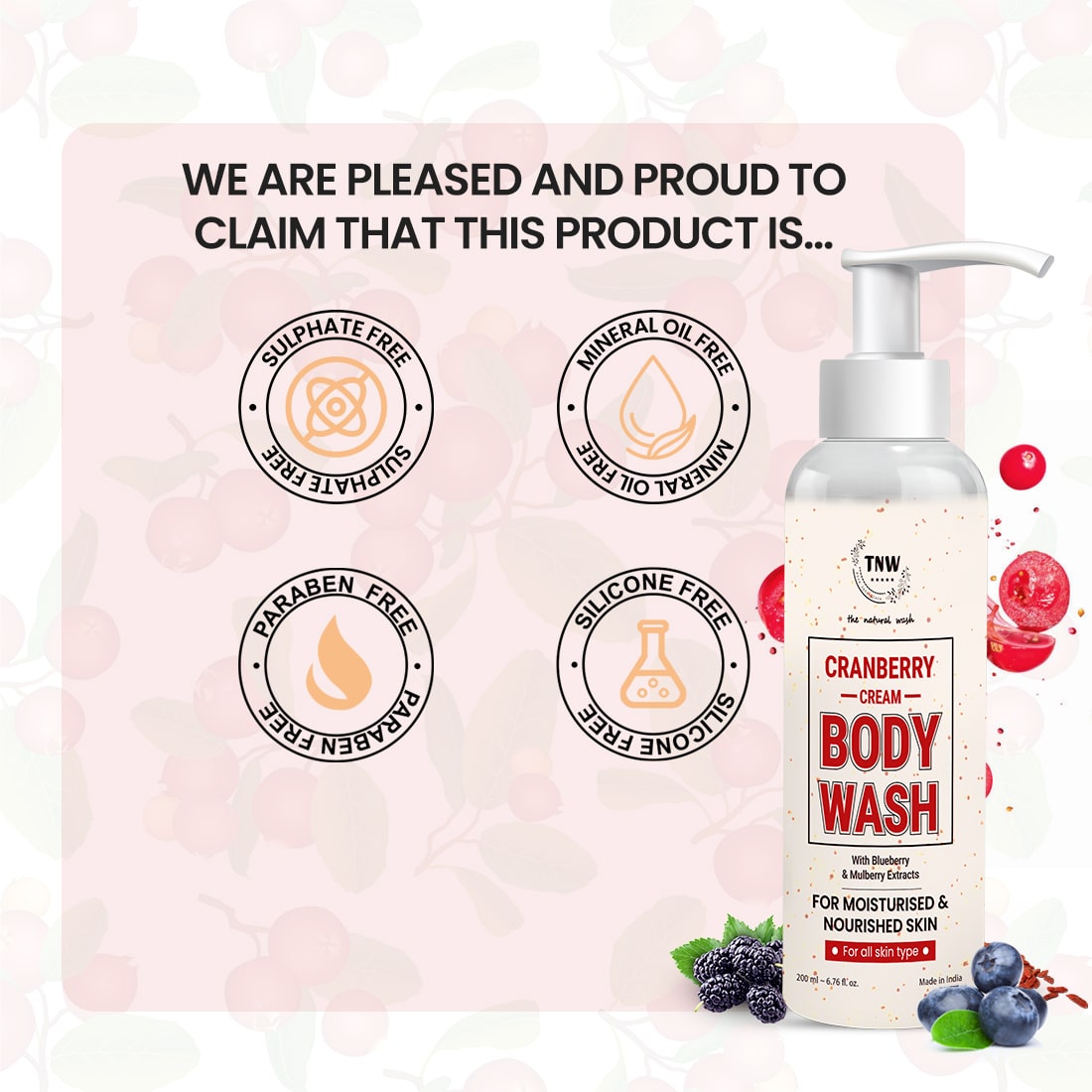 Cranberry Cream Body Wash For skin brightening & skin nourishment