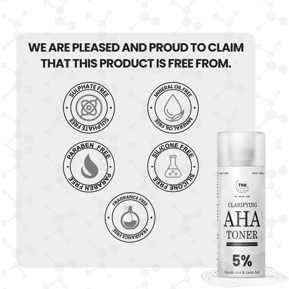 Clarifying AHA Toner with 5% Glycolic Acid and Lactic Acid .