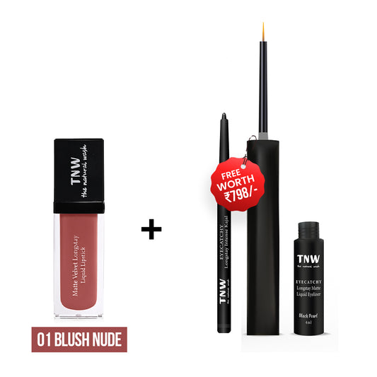 BUY LIQUID LIPSTICK, GET KAJAL + EYELINER  FREE