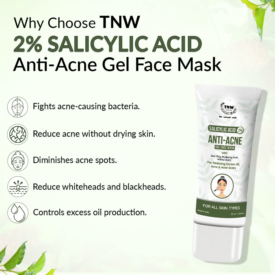 2% Salicylic Acid Anti-acne Gel Face Mask for Spot-free Skin