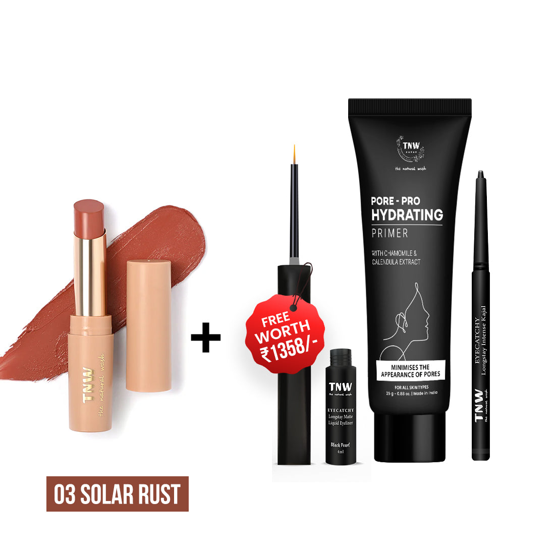 BUY BULLET LIPSTICK  GET KAJAL + EYELINER + PRIMER FREE