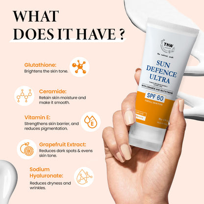 Sun Defence SPF 60 Cream with Glutathione | Protection Against UVA/UVB