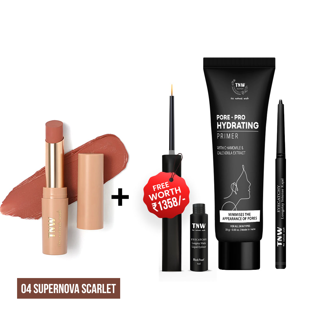 BUY BULLET LIPSTICK  GET KAJAL + EYELINER + PRIMER FREE