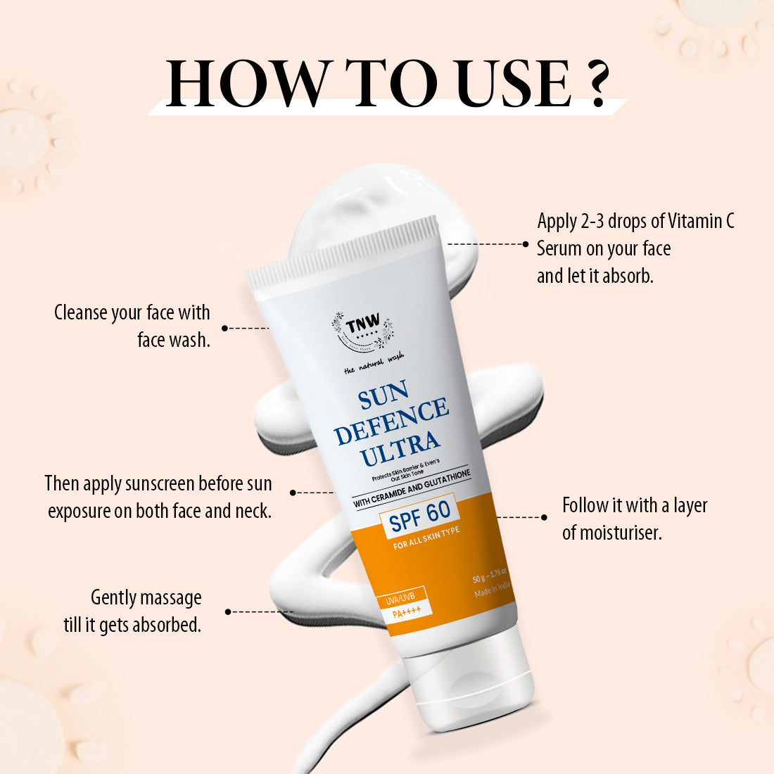 Sun Defence SPF 60 Cream with Glutathione | Protection Against UVA/UVB