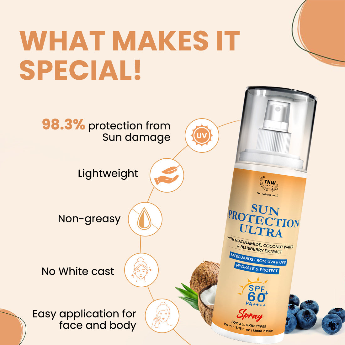 SUN Protection ULTRA SPF 60 SPRAY With Niacinamide & Hyaluronic Acid | For Ultra Sun Protection Against UVA/UVB.