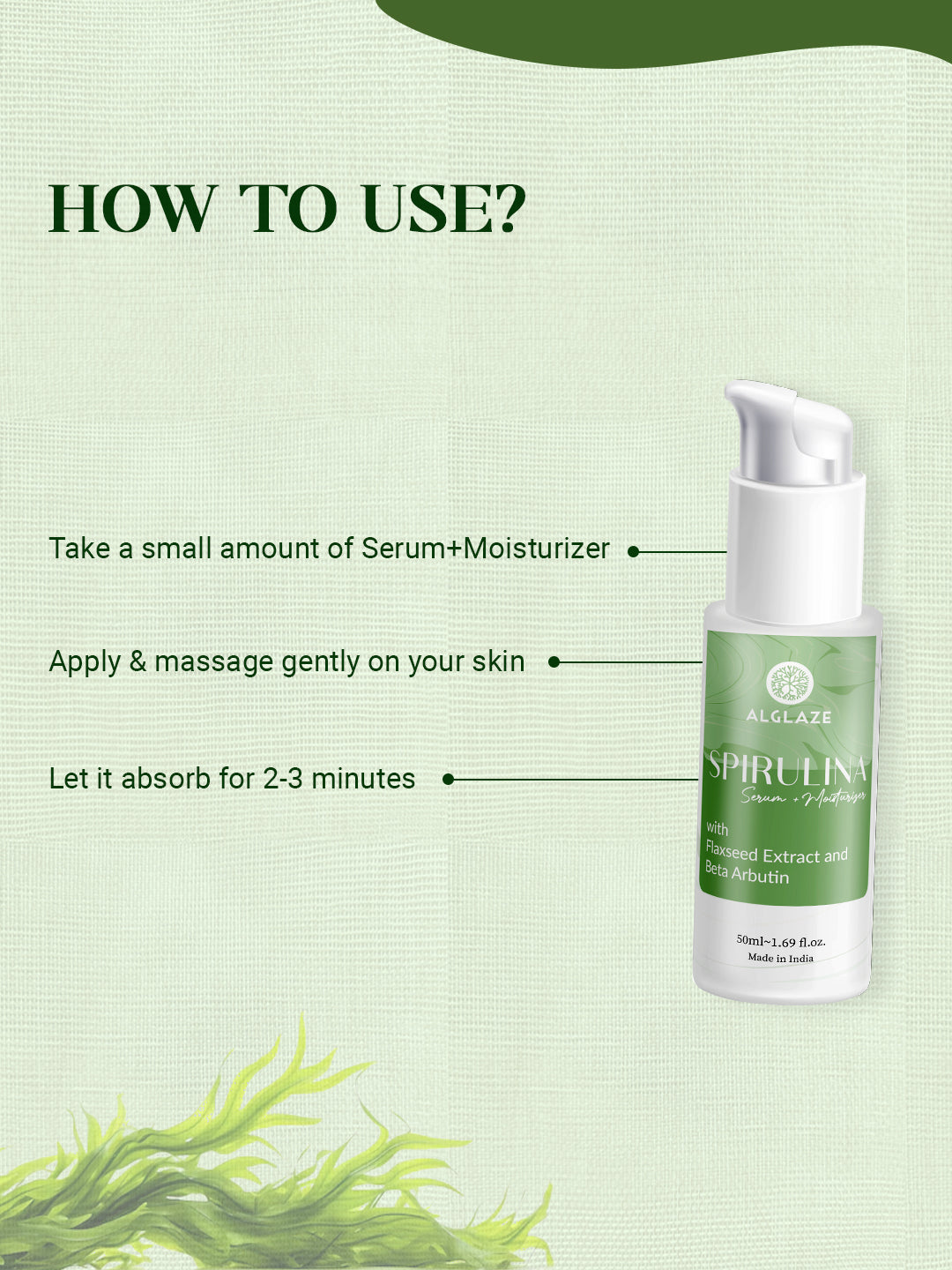 Spirulina Serum+Moisturizer With Spirulina Algae & Beta Arbutin By TNW