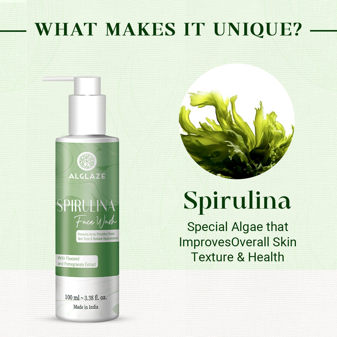 SPIRULINA FACE WASH With Spirulina Algae & Niacinamide By TNW