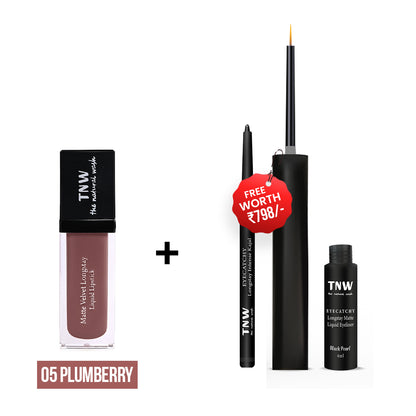 BUY LiQUID LIPSTICK, GET KAJAL + EYELINER  FREE