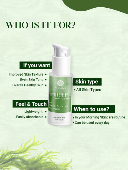 Spirulina Serum+Moisturizer With Spirulina Algae & Beta Arbutin By TNW