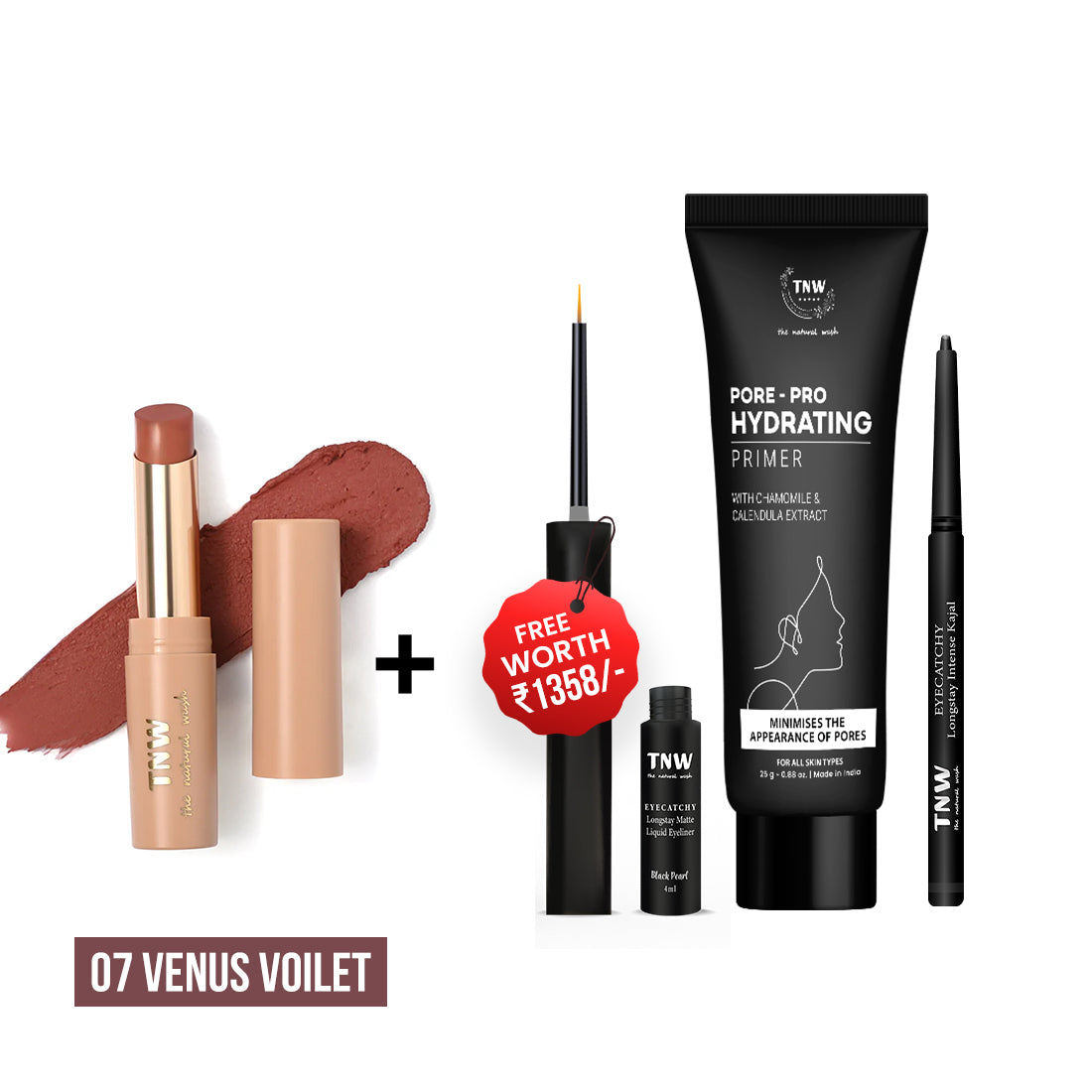 BUY BULLET LIPSTICK  GET KAJAL + EYELINER + PRIMER FREE