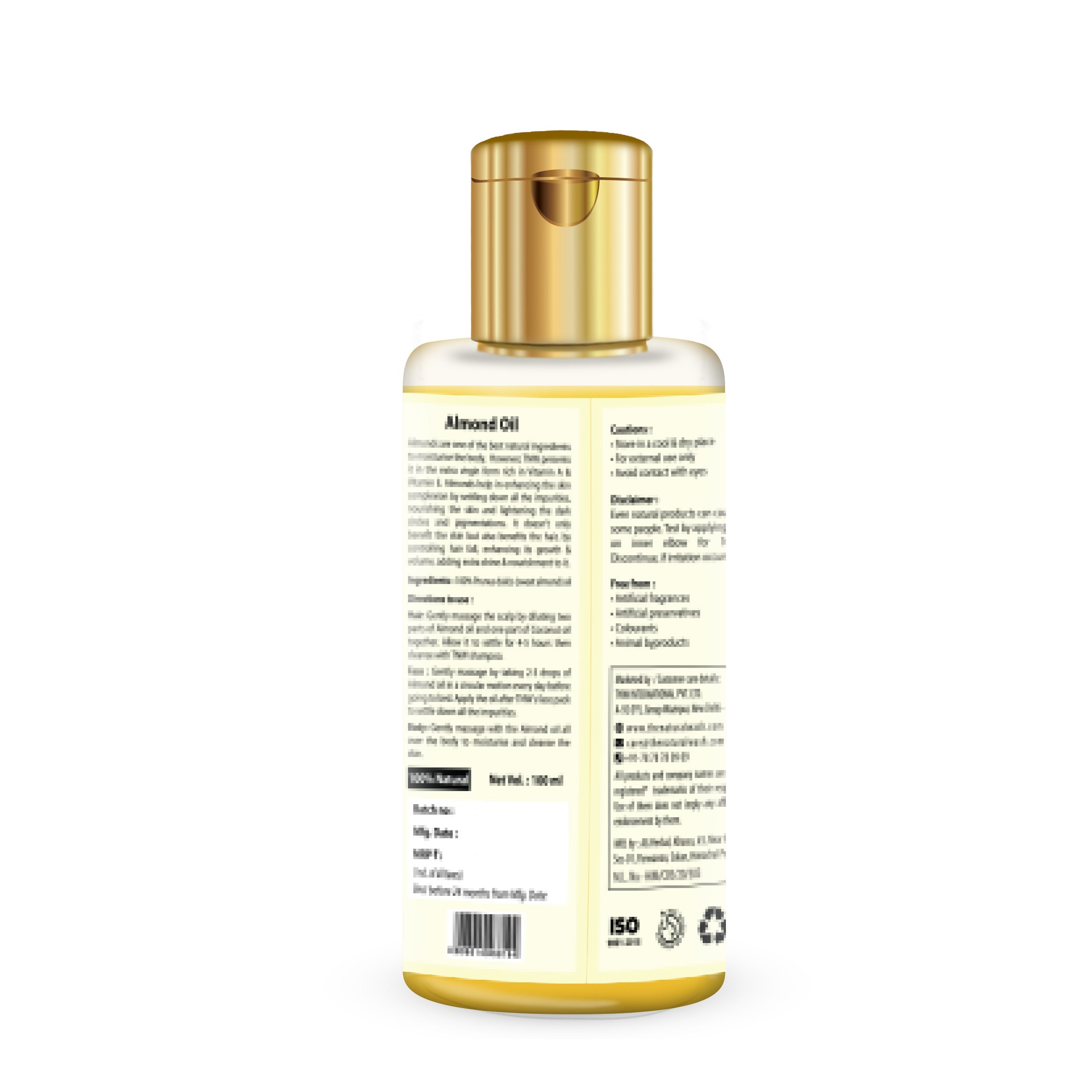 Virgin Almond Oil - Cold Pressed Oil For Skin & Hair (Pure & Natural).