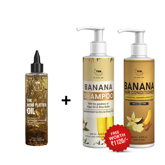 BUY HERB PLATTER OIL, GET BANANA SHAMPOO + BANANA CONDITIONER-FREE