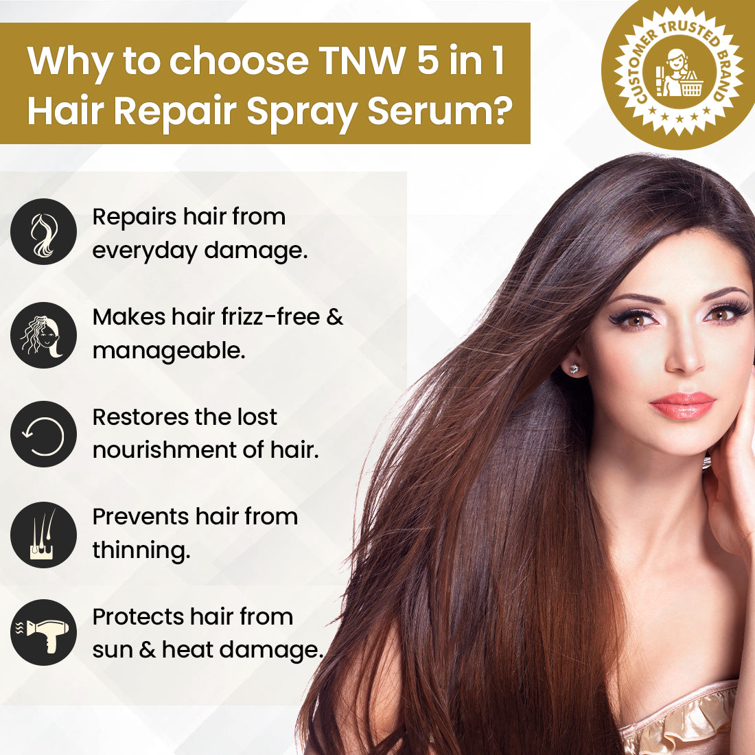 5-in-1 Hair Repair Spray Serum for Frizz-Free & Manageable Hair