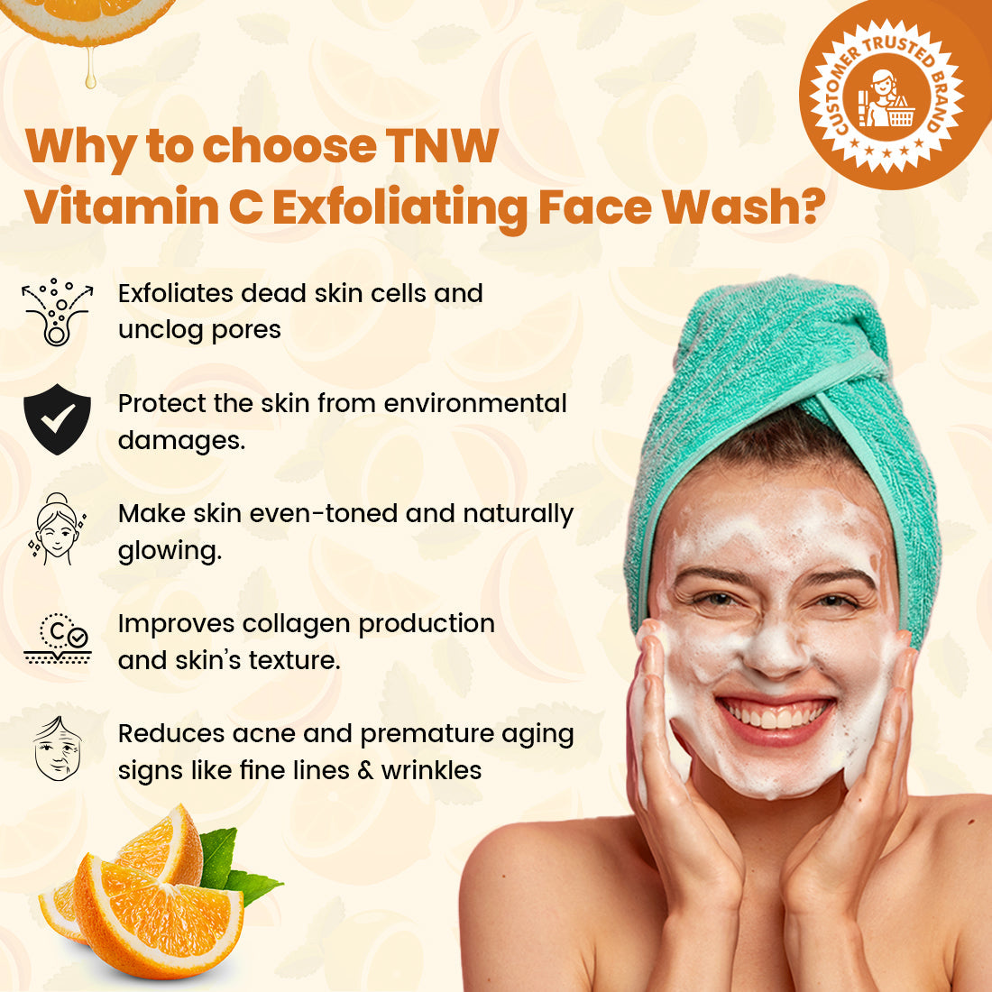 Vitamin C Exfoliating Face Wash - Paraben/Sulphate-Free.