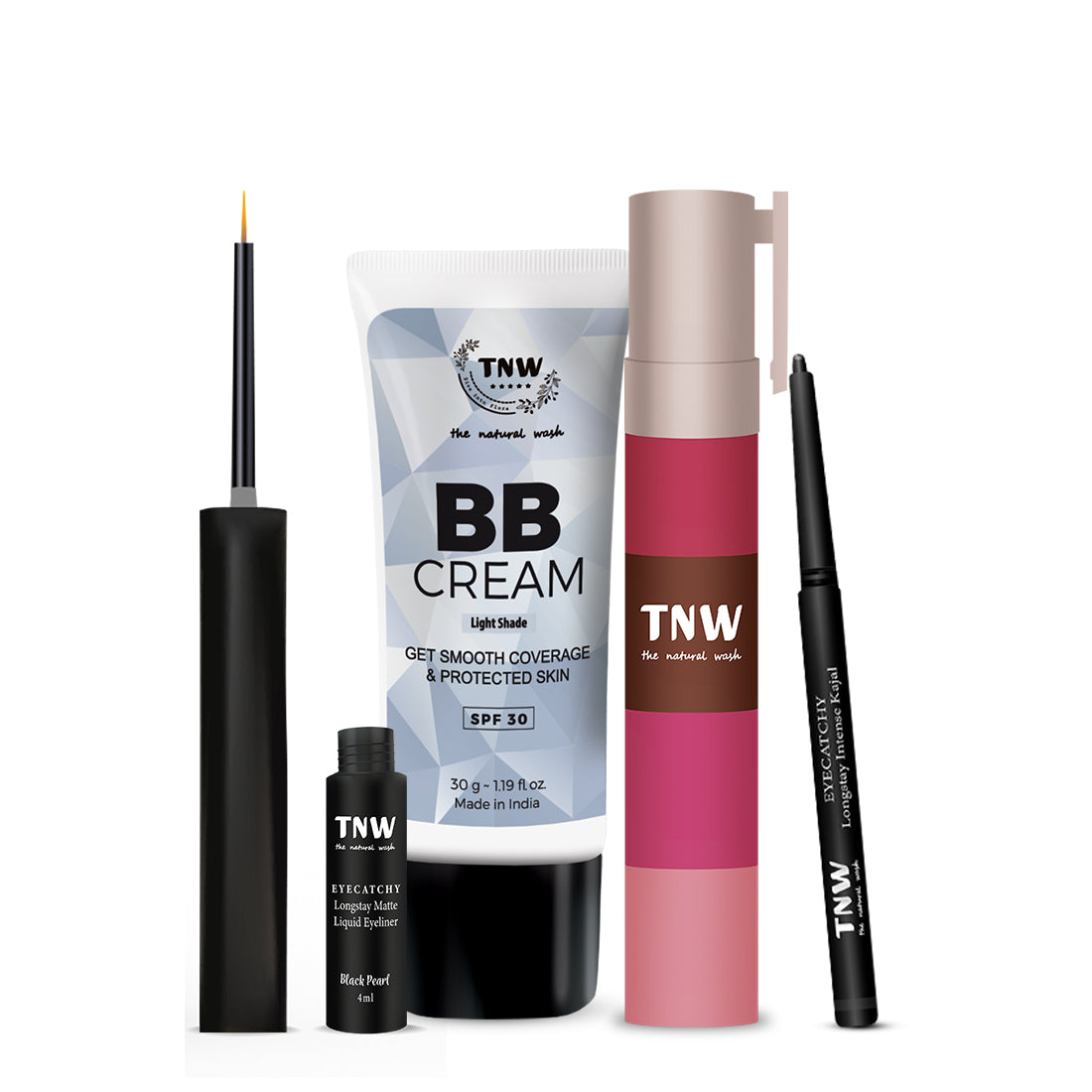 Makeup Kit (BB Cream (Light Shade), Kajal, Eyeliner, Lipstick (Playlist))