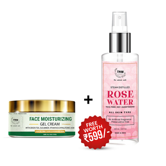 BUY FACE MOISTURISING GEL CREAM, GET ROSE WATER TONER 200ML FREE