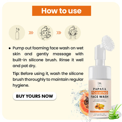 Papaya Foaming Face Wash with Lactic Acid & Panthenol.