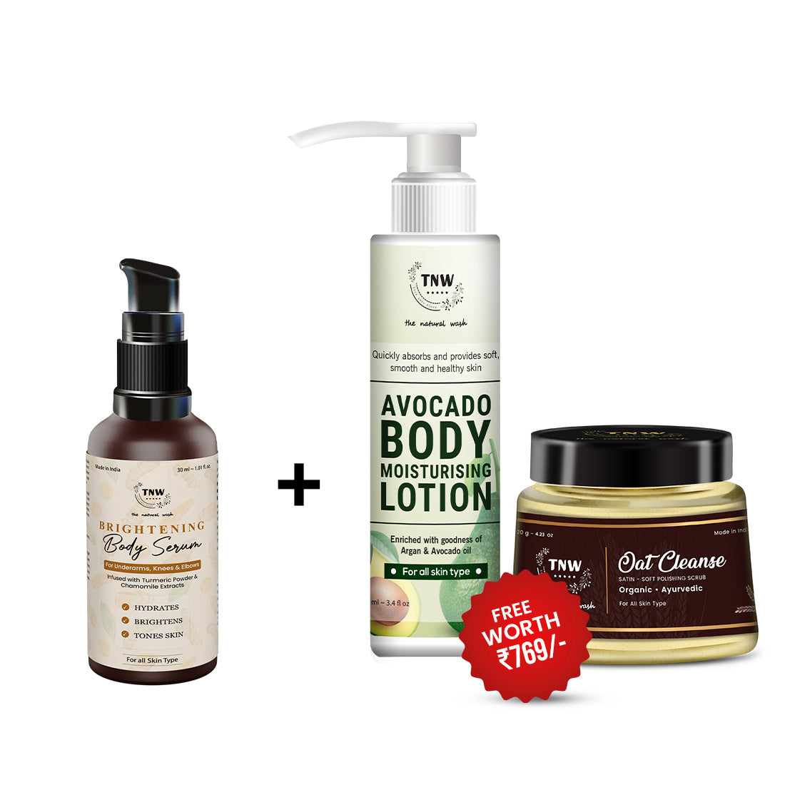 BUY BODY BRIGHTENING SERUM, GET OAT CLEANSE + AVOCADO BODY LOTION FREE