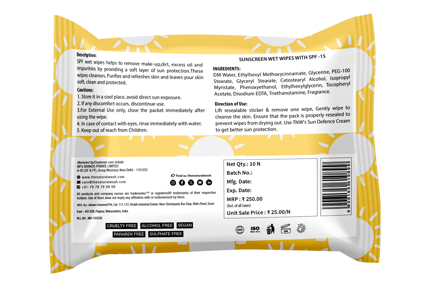 Sunscreen Wipes For Removing Dirt, Oil & Providing Hydration