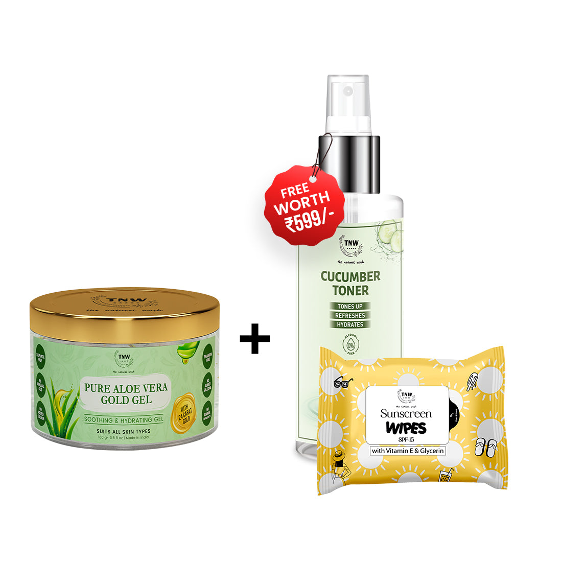 PAY FOR ALOEVERA GEL, GET CUCUMBER TONER & SPF WIPES FREE