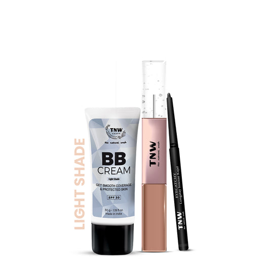 3 Step Daily Makeup kit (BB Cream (Light Shade/Medium shade), Kajal, Lip Gloss truffle)