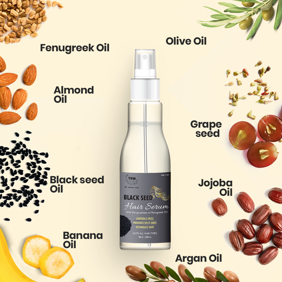 Black Seed Hair Serum- An Anti-Frizz Natural Styling Serum (Paraben-Free)