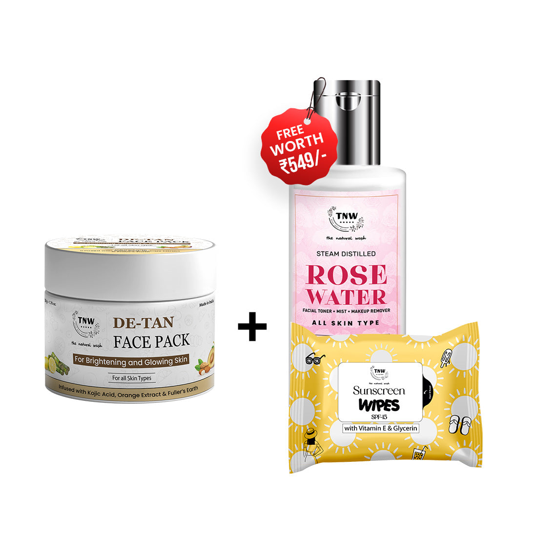 BUY DETAN FACE PACK, GET ROSE WATER & SPF WIPES  FREE